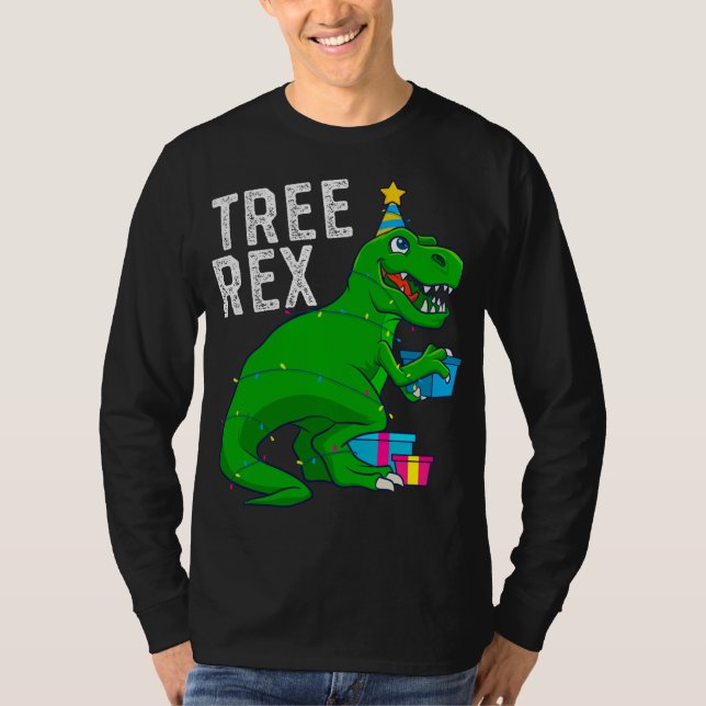 Camiseta Árvore de Natal Rex Dinossaur Xmas Trex Engraçado (Frente)