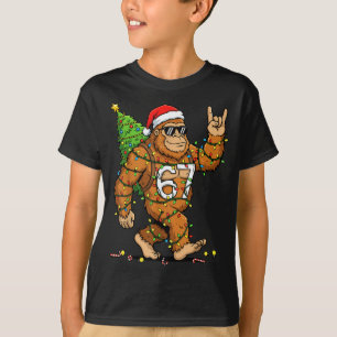 Camiseta Árvore de Natal Rockin 'Bigfoot Luzes de Natal Eng