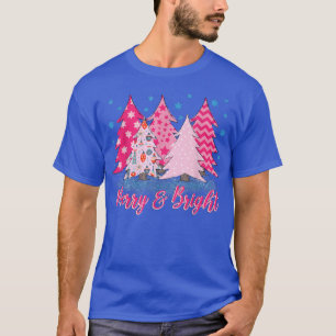 Camiseta Árvore de Natal Rosa-feliz e Brilhante, Natal Rosa