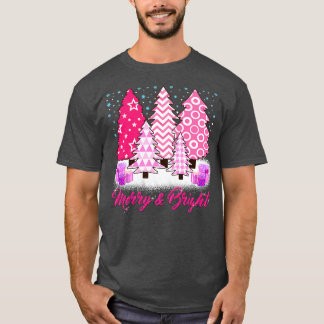 Camiseta Árvore de Natal Rosa-feliz e Brilhante, Natal Rosa