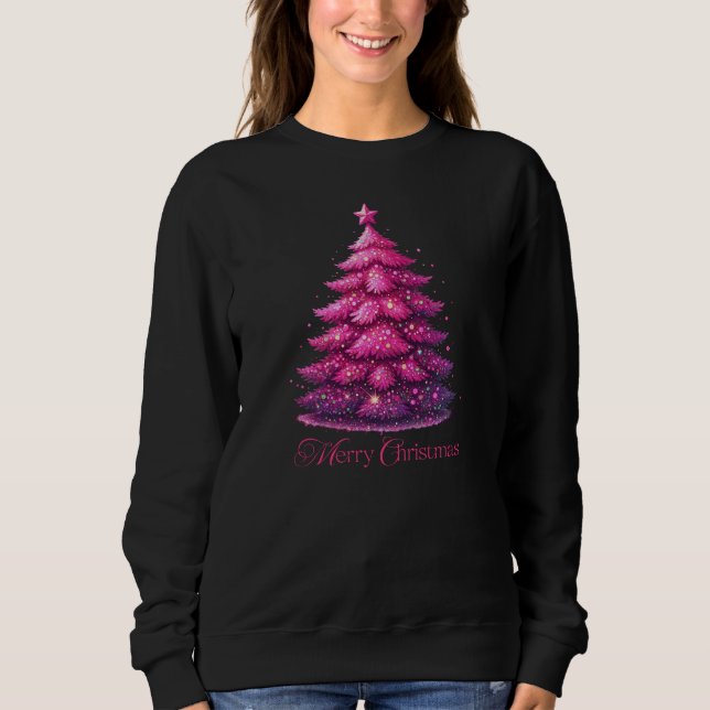 Camiseta Árvore de Natal Rosa Glitérica (Frente)