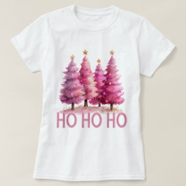 Camiseta Árvore de Natal rosa HOHOHO