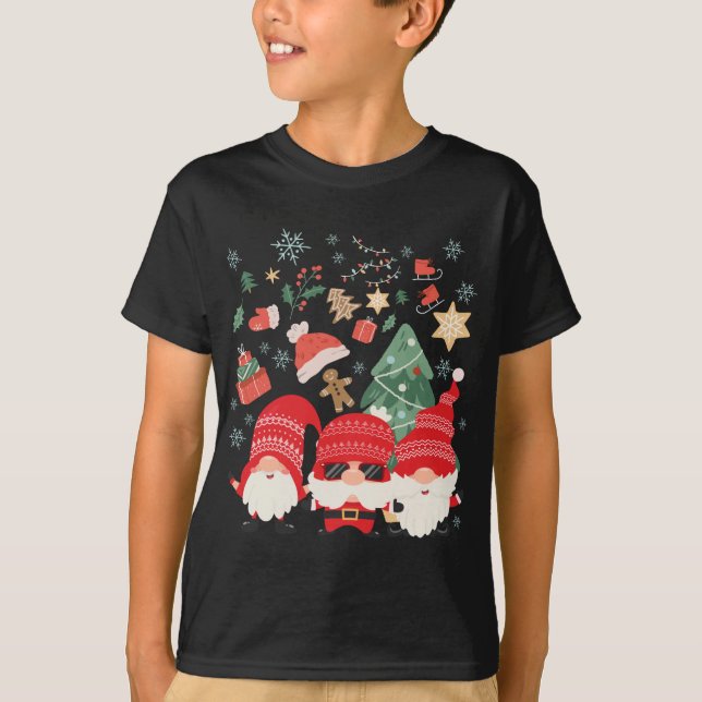 Camiseta Árvore de Natal Santa Hat Gnomos Engraçados Xmas (Frente)