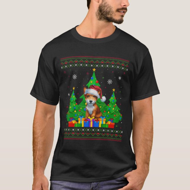 Camiseta Árvore de Natal Santa Hat Toy Fox Terr (Frente)