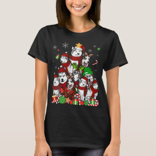 Camiseta Árvore de Natal Siberian Husky T Shirt Xmas Gift D
