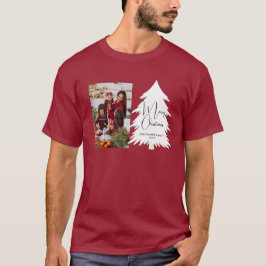 Camiseta Árvore de Natal simples Feliz Natal foto da famíli