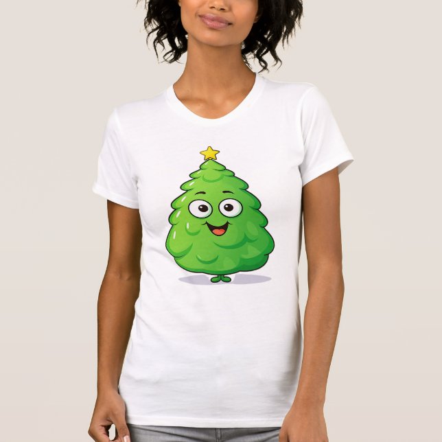 Camiseta Árvore de Natal Simples Festiva Festiva Engraçada (Frente)