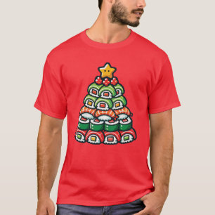 Camiseta Árvore de Natal Sushi - Comida Engraçada de Foodie