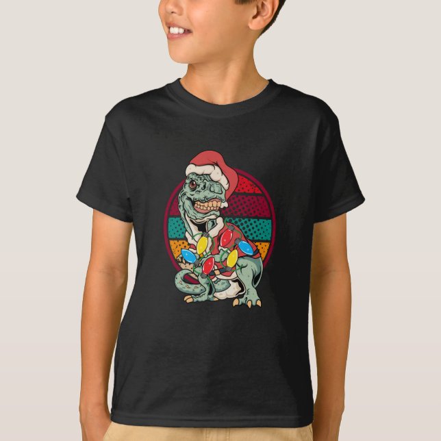Camiseta árvore de natal t-rex (Frente)