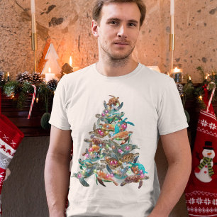 Camiseta Árvore de Natal Tartaruga Ornamento Árvore de Nata