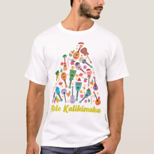 Camiseta Árvore de Natal Ukulele Mele Kalikimaka