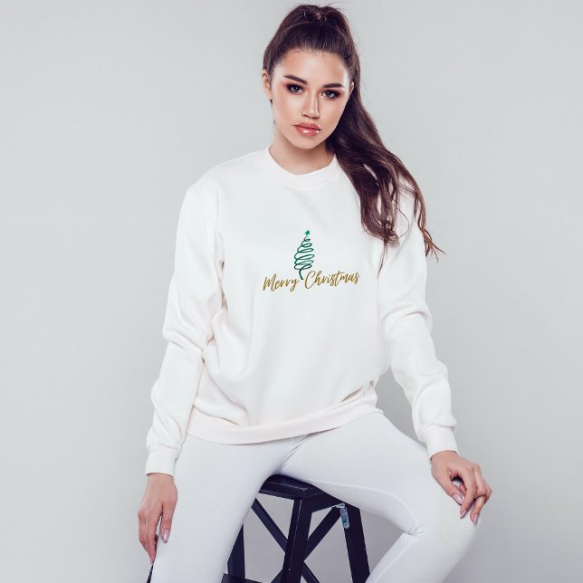 Camiseta Árvore de Natal Verde na moda chic Feliz Natal (Criador carregado)