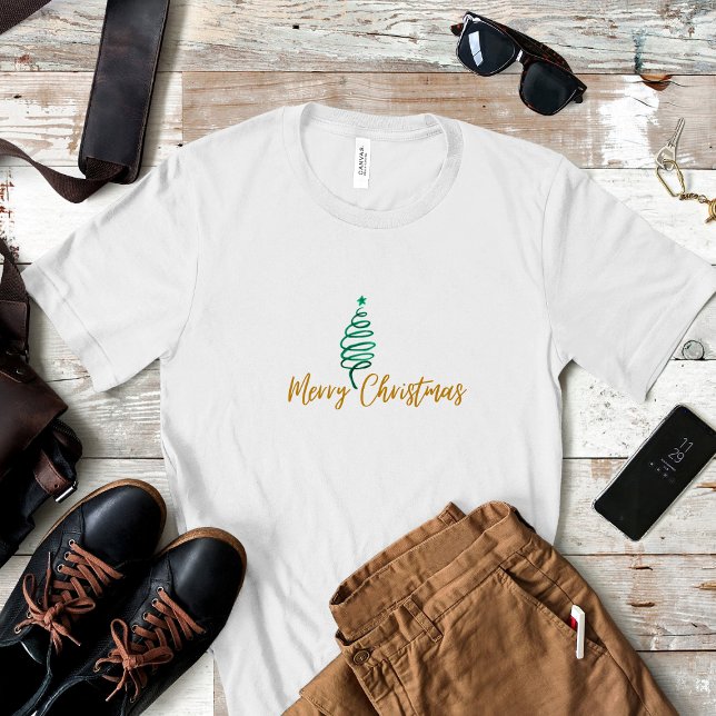 Camiseta Árvore de Natal Verde na moda chic Feliz Natal (Criador carregado)