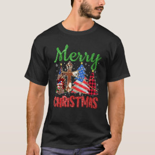 Camiseta Árvore de Natal Xadrez Búfalo Couro Cru Cruz Feliz