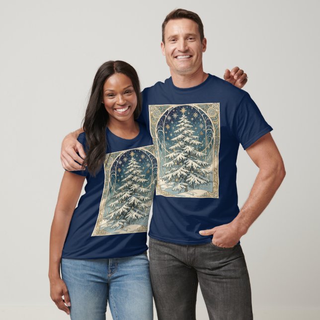 Camiseta Árvore de Natal Yule Com Galhos Coberto de Neve (Unissex)