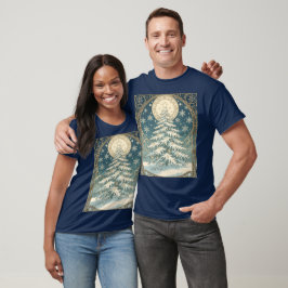 Camiseta Árvore de Natal Yule Com Neve E Enfeites Em Forma