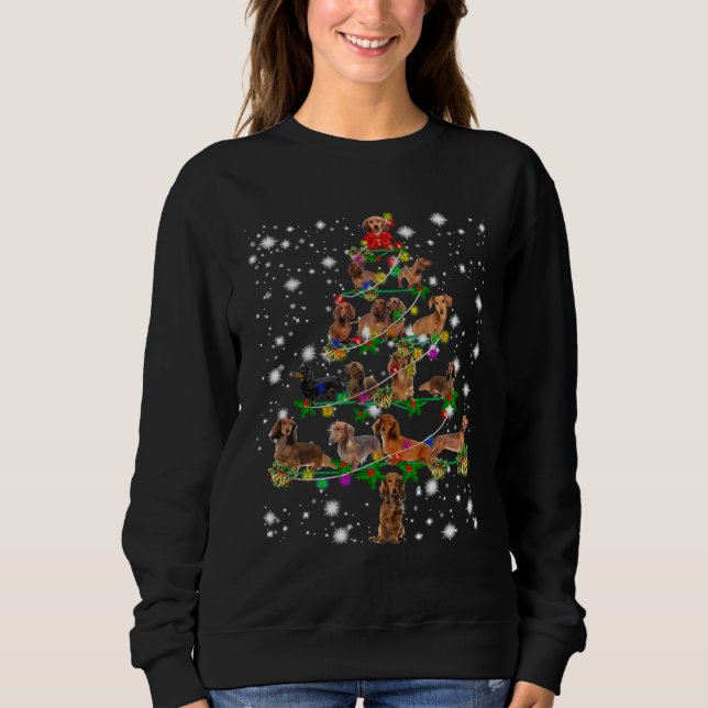 Camiseta Árvore de Ornamento Leve de Fada de Natal Dachshun (Frente)