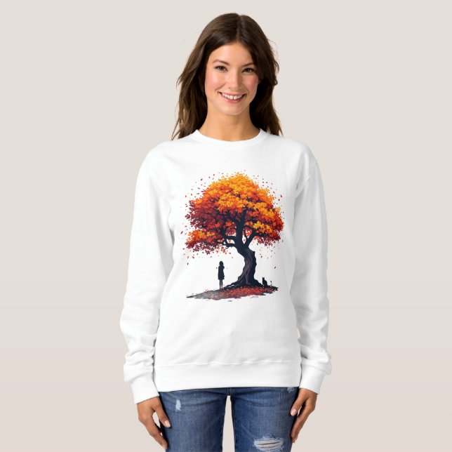 Camiseta Árvore de Outono Aconchegante de Manga Longa • Com (Frente Completa)
