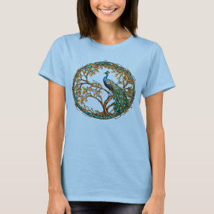 Camiseta Árvore de outono de Pavão de Vidro Estreito