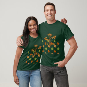 Camiseta Árvore de Outono Elegante & Folhas com Estilo