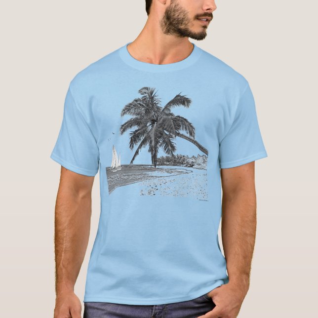 Camiseta Árvore de Palm de Praia do Oceano Navegante (Frente)