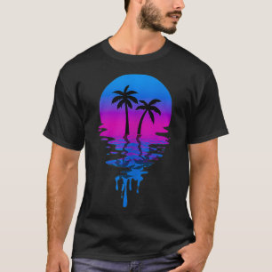 Camiseta Árvore de Palma da Retro Sunset