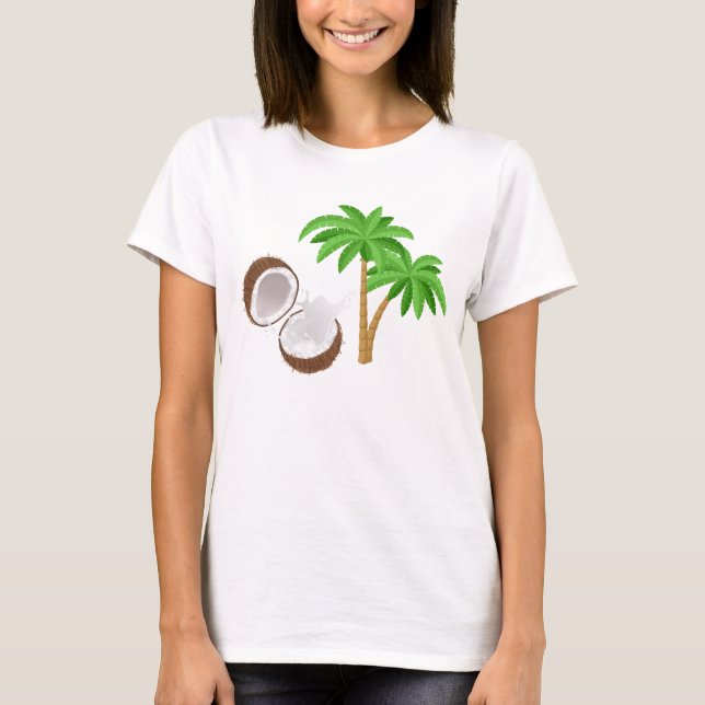 Camiseta Árvore de Palma de Coco Teto Ringer (Frente)