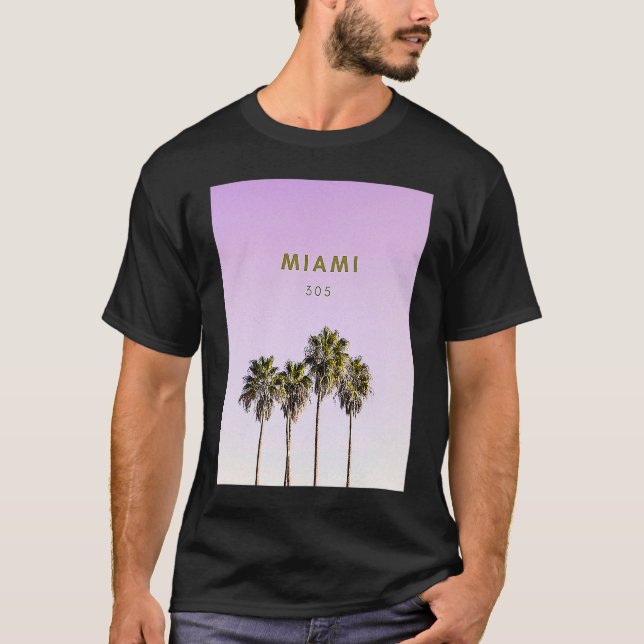 Camiseta Árvore de Palma de Miami 305 (Frente)