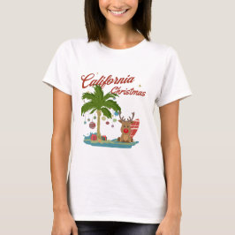Camiseta Árvore de Palma de Natal da Califórnia e Reindeer