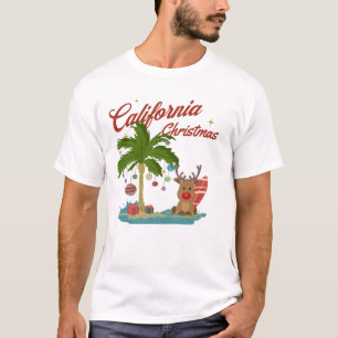 Camiseta Árvore de Palma de Natal da Califórnia e Reindeer