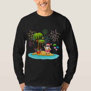 Camiseta Árvore de Palma de Natal decorada Xmas Coconu trop