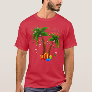 Camiseta Árvore de Palma de Natal decorada Xmas Coconu trop