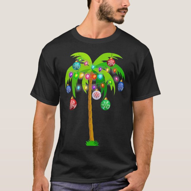 Camiseta Árvore de Palma de Natal do Havaí Tropical Xmas Co (Frente)