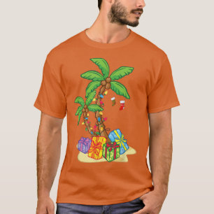 Camiseta Árvore de Palma de Natal Tropical Xmas Coconut Luz