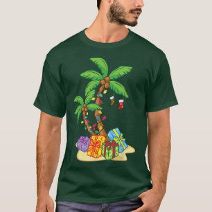 Camiseta Árvore de Palma de Natal Tropical Xmas Coconut Luz