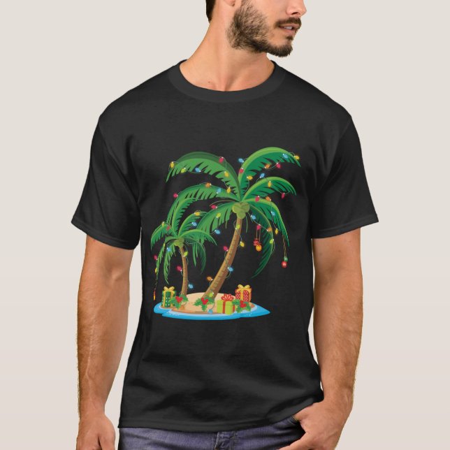 Camiseta Árvore de Palma de Natal Tropical Xmas Gift Coconu (Frente)