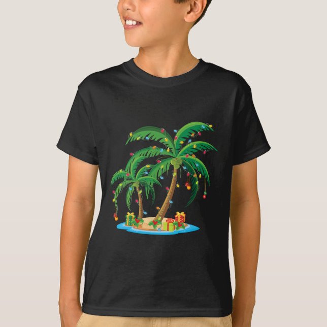 Camiseta Árvore de Palma de Natal Tropical Xmas Gift Coconu (Frente)