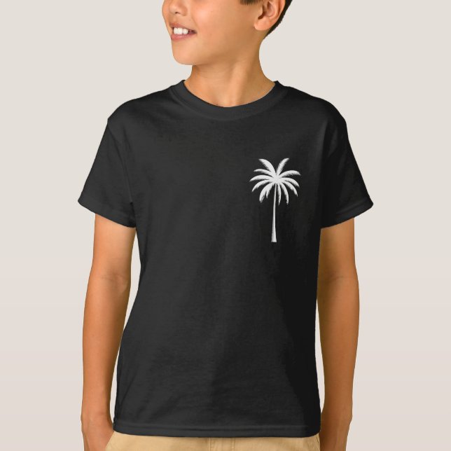 Camiseta Árvore de Palma de Praia Sunset para Férias de Ver (Frente)