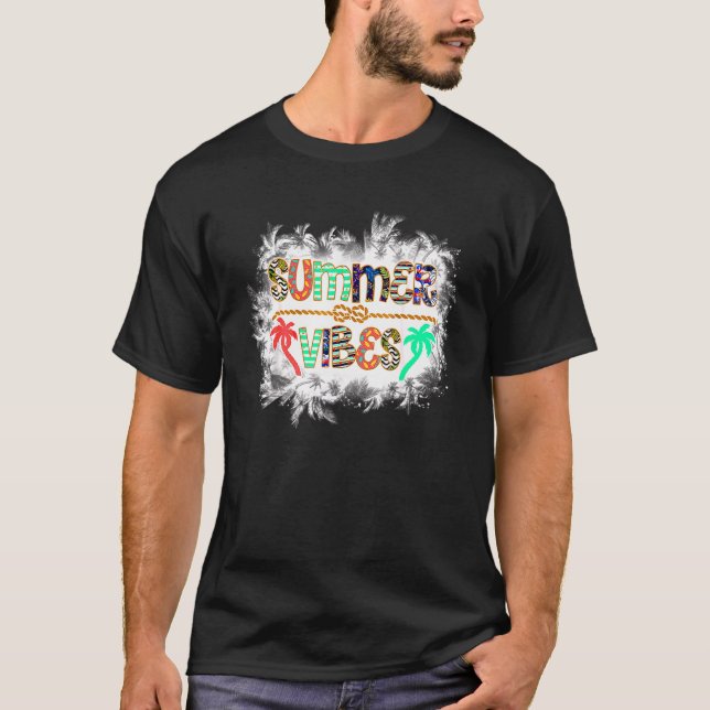 Camiseta Árvore de Palma de Vibes de Verão Branqueados Alô  (Frente)