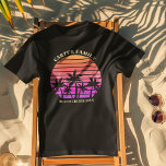 Camiseta Árvore de Palma Personalizada de Viagem de Praia d<br><div class="desc">Legal camisetas de férias de família triplas para um cruzeiro ilha. Apresenta belas palmeiras em frente a um pôr do sol bonito rosa da praia. Camisetas pretas personalizadas perfeitas para sua viagem de verão ao mar.</div>