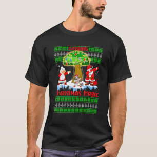 Camiseta Árvore de Salão de Natal Dabbing Magic Unicorn F
