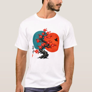 Camiseta Árvore de Ume Japonês Arte em Tinta