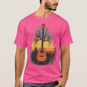 Camiseta Árvore De Violão Acústica Da Harmonia Da Natureza