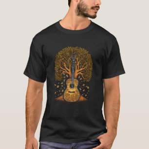 Camiseta Árvore de Violão Acústico da Árvore de Violão da V