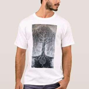 Camiseta Árvore de Yggdrasil da mitologia nórdica preto T