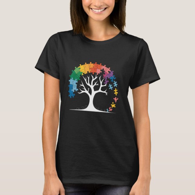 Camiseta Árvore Divertida Da Vida Mês de Conscientização do (Frente)