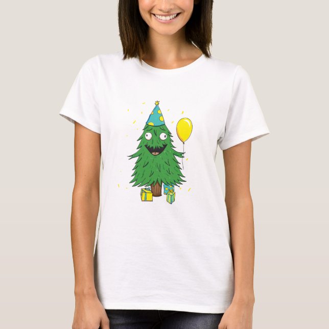 Camiseta Árvore do aniversário do Natal (Frente)