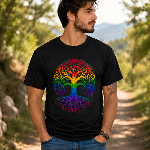 Camiseta Árvore do Arco-íris da Vida Artística Vibrante
