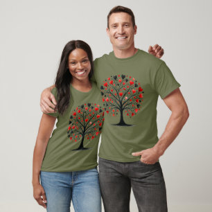 Camiseta Árvore do Coração Romântico Ilustração em Aquarela