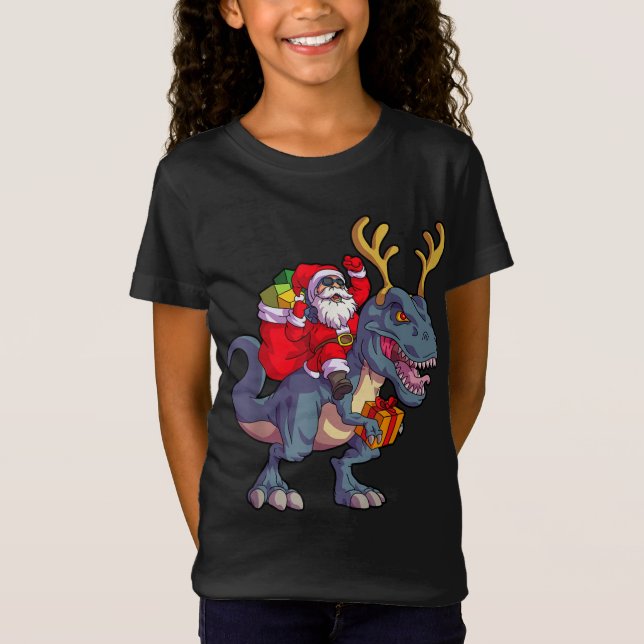 Camiseta Árvore do Dinossauro de Natal Rex Pajamas (Frente)